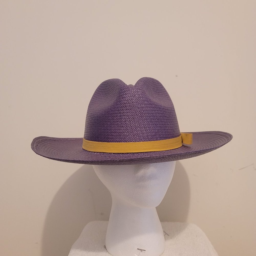 Unisex Classic Purple with gold hatband Panama Flexfit Hat Handmade